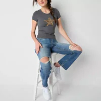 Arizona Juniors Womens Crew Neck Short Sleeve Adaptive Graphic T-Shirt