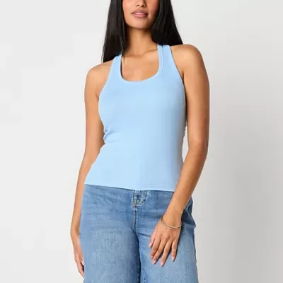 a.n.a Ribbed Womens Scoop Neck Sleeveless Tank Top