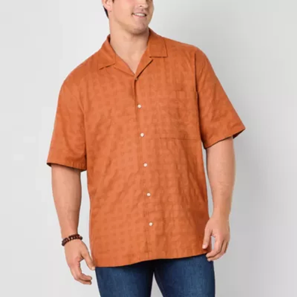 mutual weave Big and Tall Mens Short Sleeve Camp Shirt