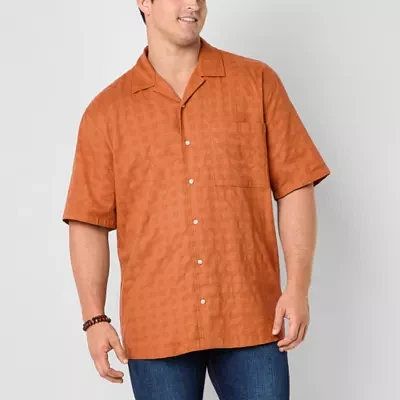 mutual weave Big and Tall Mens Short Sleeve Camp Shirt