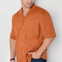 mutual weave Big and Tall Mens Short Sleeve Camp Shirt