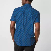 Stylus Mens Regular Fit Short Sleeve Checked Button-Down Shirt