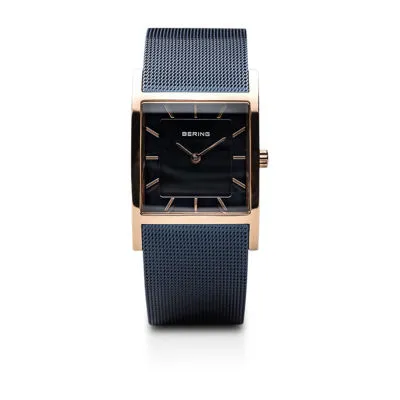 Bering Classic Womens Tank Blue Mesh Bracelet Watch-10426-367-S