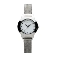 Bering Womens Crystal Silver Tone Mesh Bracelet Watch-11125-000