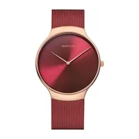 Bering Mens Red Mesh Bracelet Watch-13338-Charity