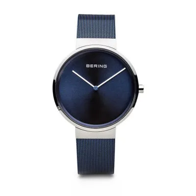 Bering Mens Blue Mesh Bracelet Watch-14539-307