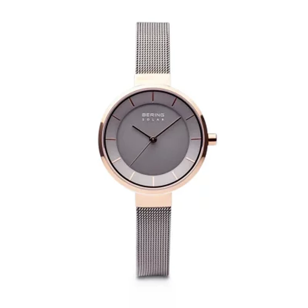 Bering Slim Solar Womens Two Tone Stainless Steel Bracelet Watch 14631-369