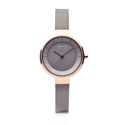 Bering Slim Solar Womens Two Tone Stainless Steel Bracelet Watch 14631-369