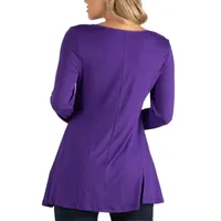 24/7 Comfort Apparel Long Sleeve Solid Swing Flare Tunic Top