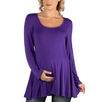 24/7 Comfort Apparel Long Sleeve Solid Swing Flare Tunic Top