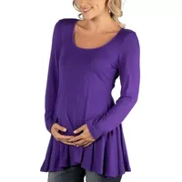 24/7 Comfort Apparel Long Sleeve Solid Swing Flare Tunic Top