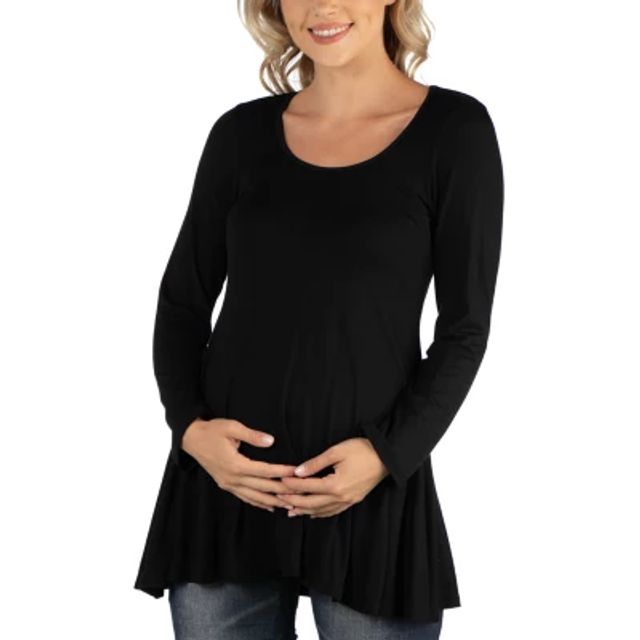 24seven Comfort Apparel Elbow Sleeve Swing Tunic Top For Women