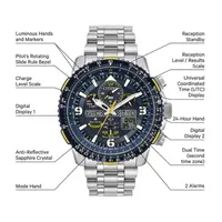 Citizen Promaster Skyhawk A-T Unisex Adult Silver Tone Stainless Steel Bracelet Watch Jy8078-52l
