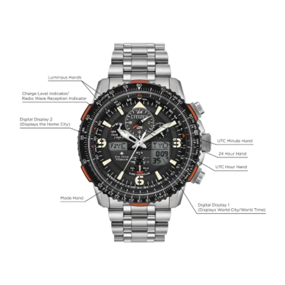 Citizen Promaster Skyhawk A-T Mens Silver Tone Bracelet Watch Jy8108-53e