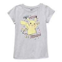 Little & Big Girls Pikachu Crew Neck Short Sleeve Pokemon Graphic T-Shirt