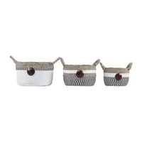 Baum Seagrass with Coco Button Decorative Storage Basket