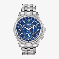 Citizen Calendrier Mens Multi-Function Silver Tone Stainless Steel Bracelet Watch Bu2021-51l