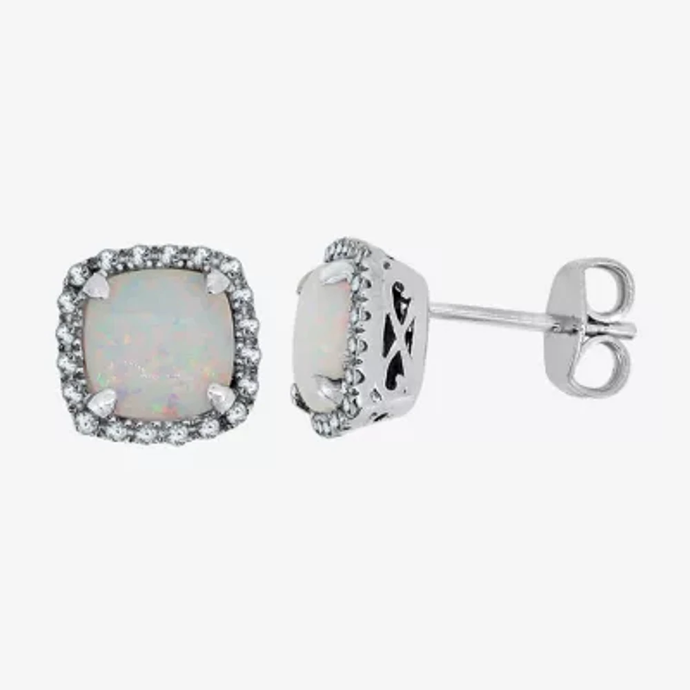 Lab-Created Opal Sterling Silver Earrings