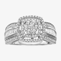 3/4 CT.T.W. Natural Diamond 10K White Gold Cluster Milgrain Ring