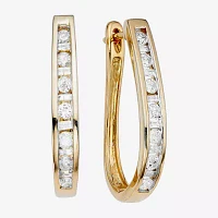 1/2 CT.T.W. Natural Diamond 10K Yellow Gold Hoop Earrings