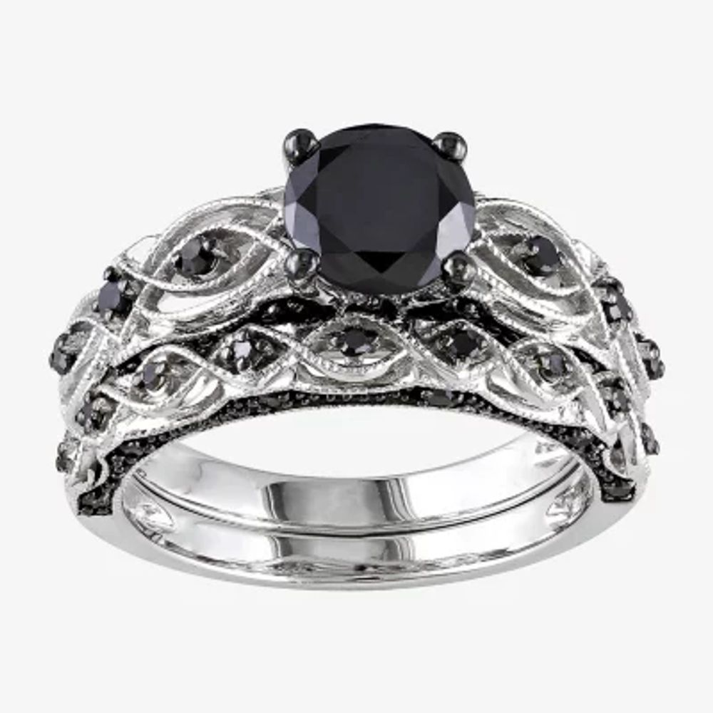 Midnight Black Diamond 1 3/8 CT.T.W. Color-Enhanced 10K White Gold Bridal Set