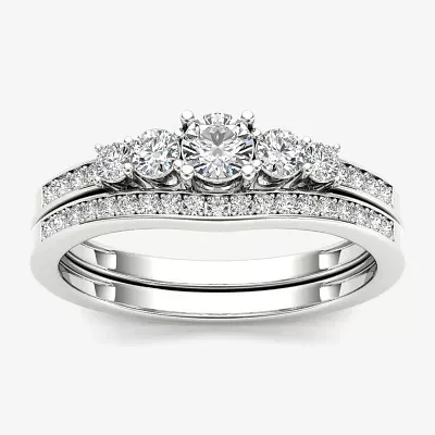 1 CT.T.W. Natural Diamond 14K Gold Bridal Ring Set