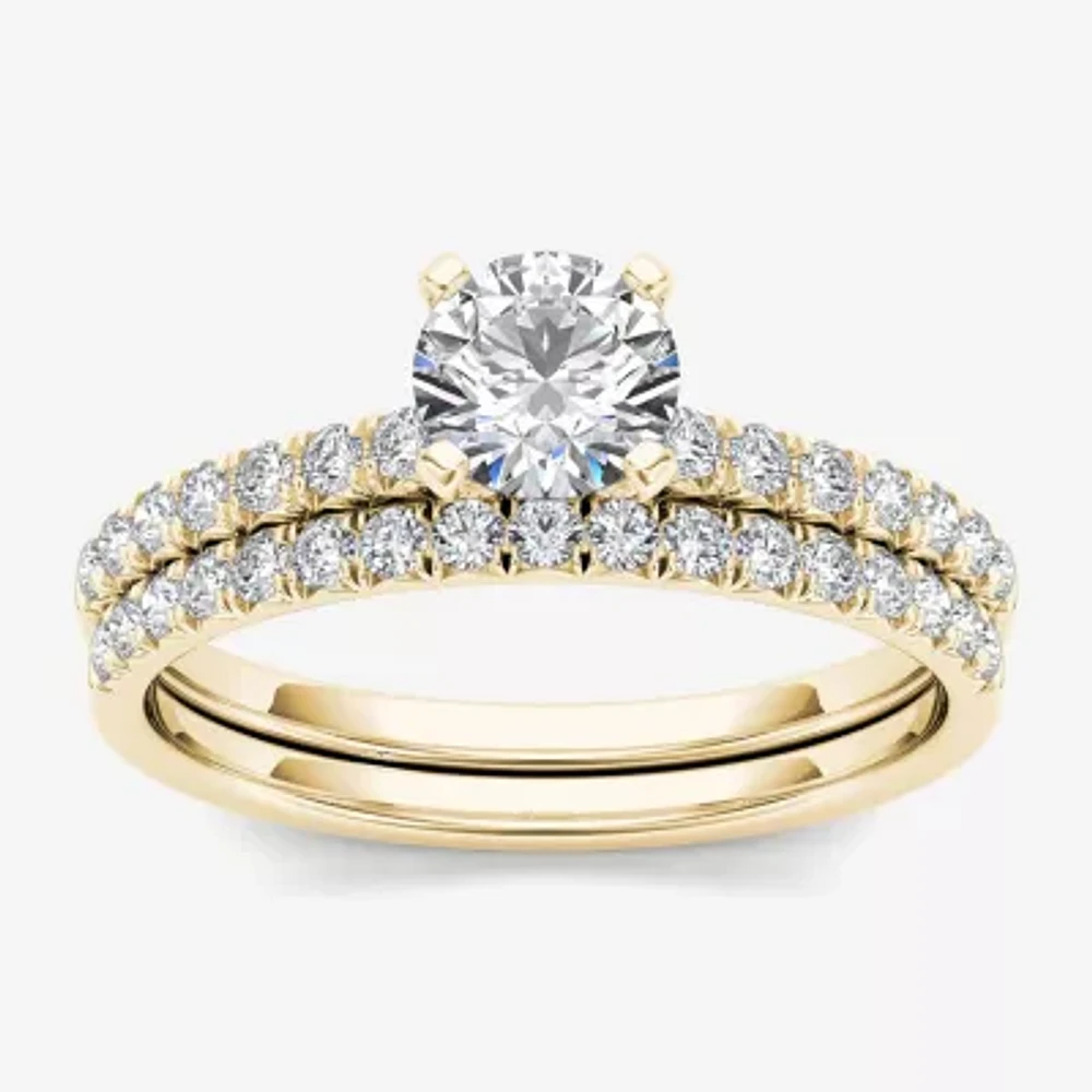 1 CT.T.W. Natural Diamond 14K Yellow Gold Bridal Set