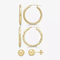 3 Piece 10K Gold  Earring Set