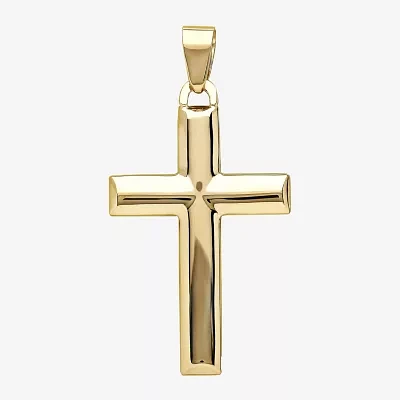 14K Yellow Gold High-Polish Hollow Cross Charm