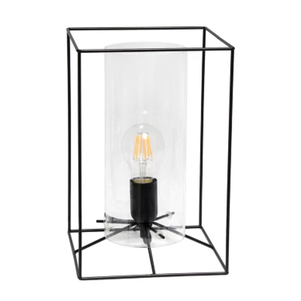 All the Rages Large Black Metal Frame With Clear Shade Table Lamp