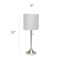 All the Rages Brushed Nickel Tapered With Black Shade Table Lamp