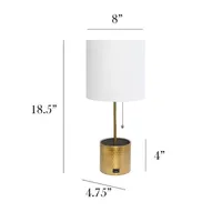 All the Rages Black And White Hammered Usb Table Lamp