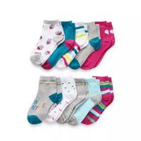 Thereabouts Little & Big Girls 10 Pair Quarter Ankle Socks