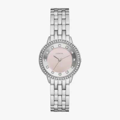 Geneva Ladies Womens Crystal Accent Silver Tone Bracelet Watch Fmdjm256