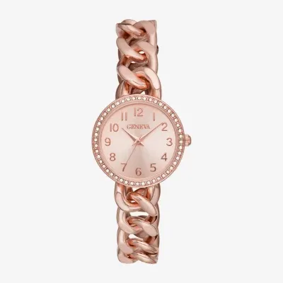 Geneva Womens Crystal Accent Rose Goldtone Bracelet Watch Fmdjm260