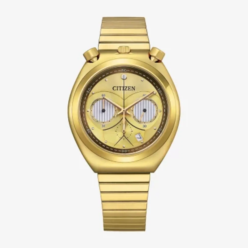 Citizen Star Wars Mens Chronograph Gold Tone Stainless Steel Bracelet Watch An3662-51w