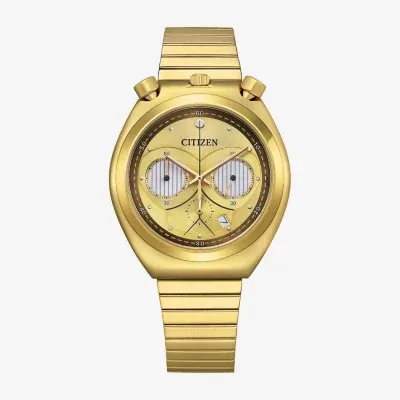 Citizen Star Wars Mens Chronograph Gold Tone Stainless Steel Bracelet Watch An3662-51w