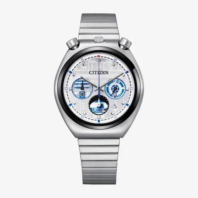 Citizen Star Wars Mens Chronograph Silver Tone Stainless Steel Bracelet Watch An3666-51a