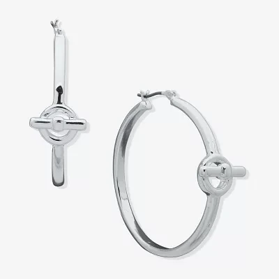 Worthington Silver Tone 41.4mm Toggle Hoop Earrings