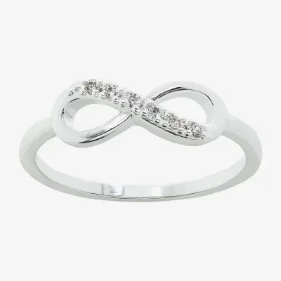 Sparkle Allure Delicate Stackable Cubic Zirconia Pure Silver Over Brass Infinity Band
