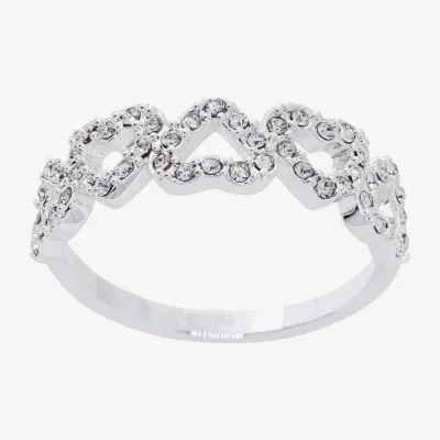 Sparkle Allure Womens Crystal Pure Silver Over Brass Heart Band