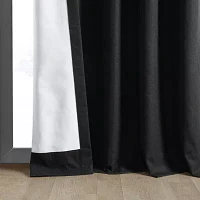 Exclusive Fabrics & Furnishing Thermal Cross Linen Weave Blackout Rod Pocket Back Tab Single Curtain Panel