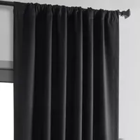 Exclusive Fabrics & Furnishing Thermal Cross Linen Weave Blackout Rod Pocket Back Tab Single Curtain Panel