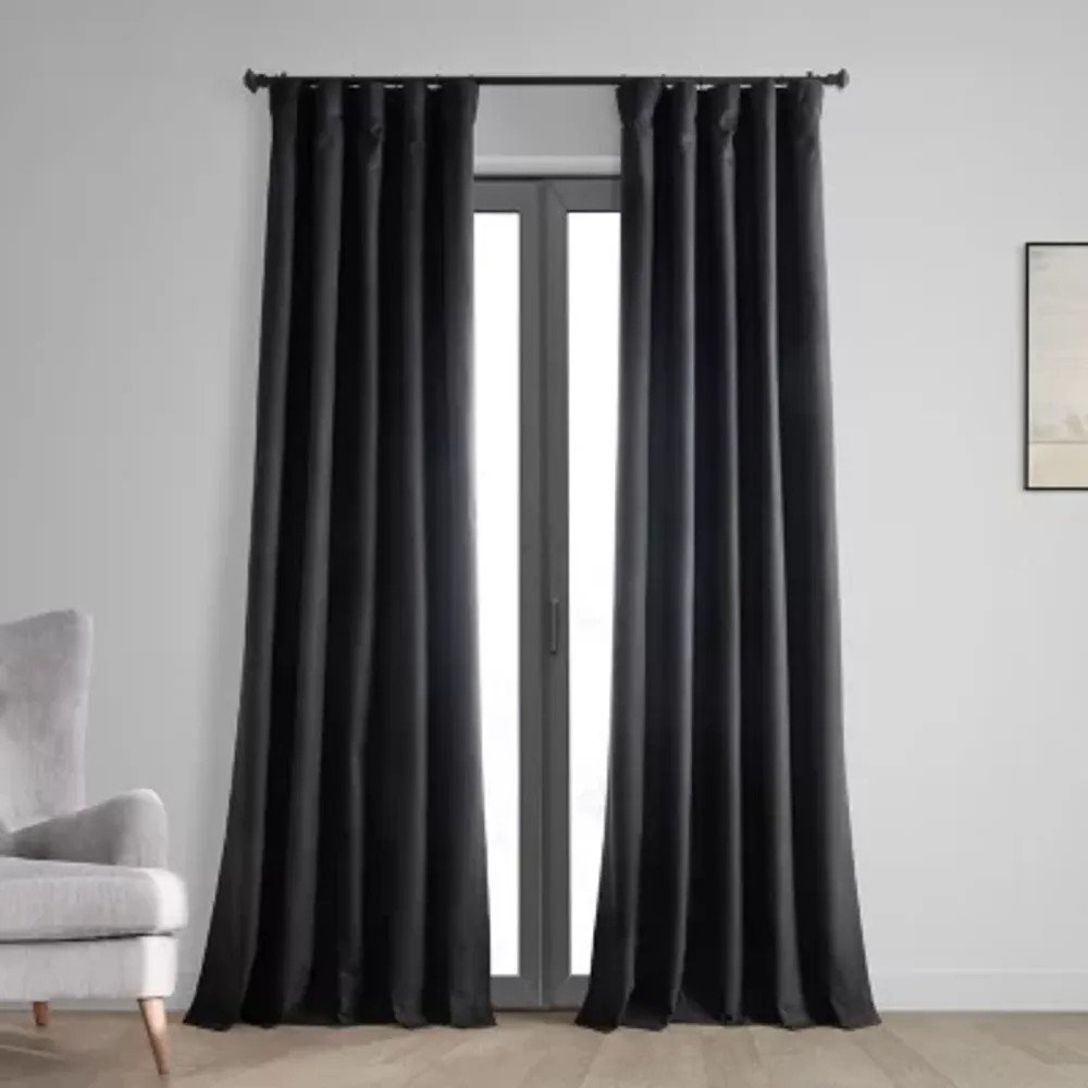 Exclusive Fabrics & Furnishing Thermal Cross Linen Weave Blackout Rod Pocket Back Tab Single Curtain Panel