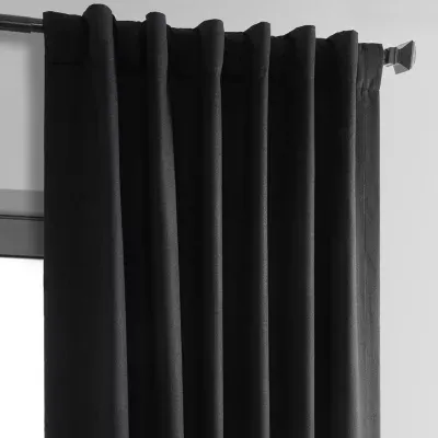 Exclusive Fabrics & Furnishing Thermal Cross Linen Weave Rod Pocket Back Tab Blackout Single Curtain Panels