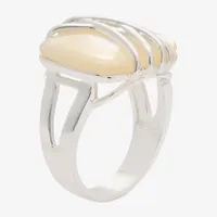 Sparkle Allure Wrapped Mother Of Pearl Pure Silver Over Brass Cocktail Ring