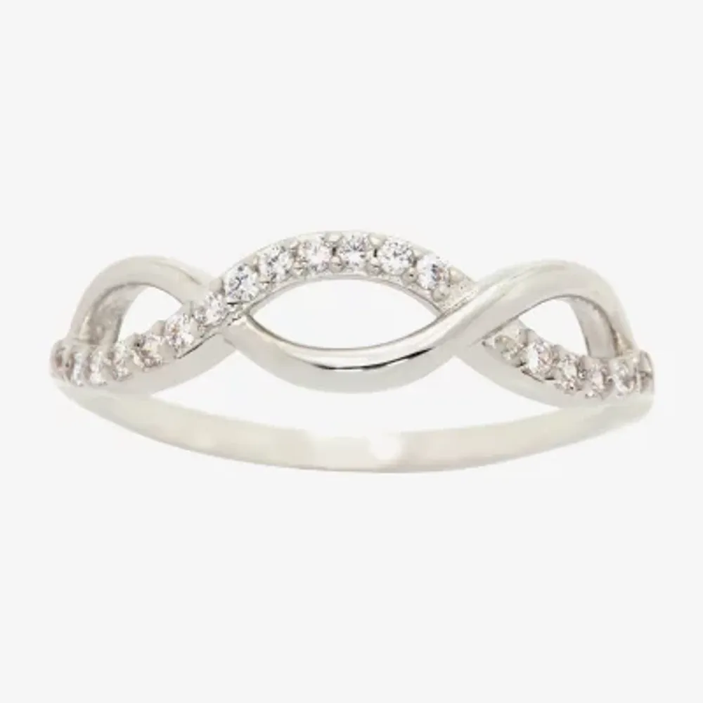Sparkle Allure Crossover Wave Cubic Zirconia Pure Silver Over Brass Band