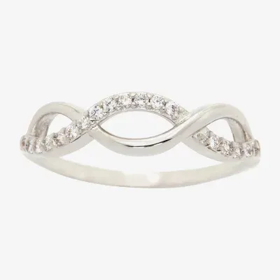 Sparkle Allure Crossover Wave Cubic Zirconia Pure Silver Over Brass Band