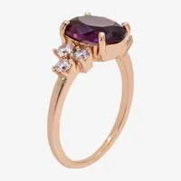 Sparkle Allure Cubic Zirconia 18K Rose Gold Over Brass Oval Side Stone Cocktail Ring