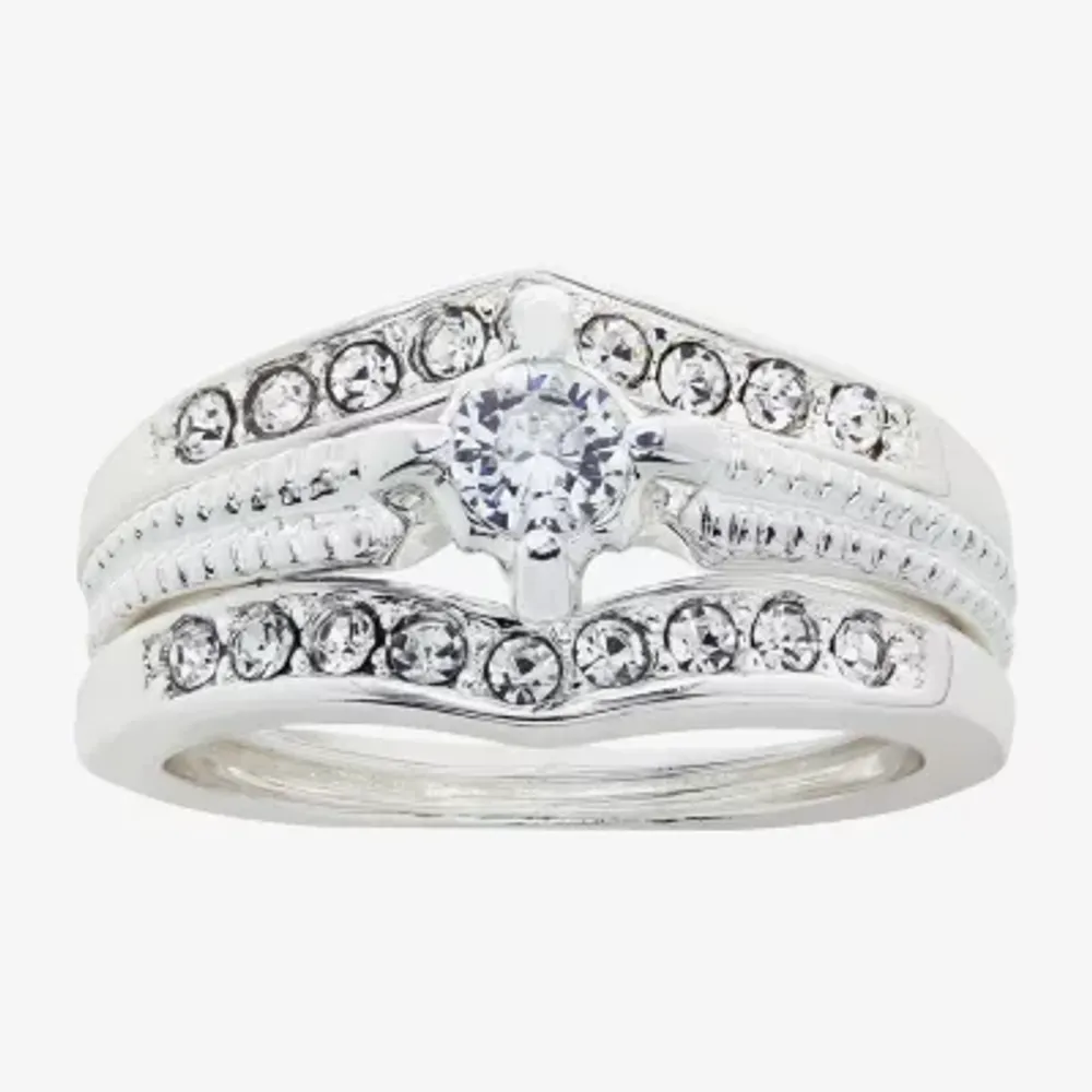 Sparkle Allure 2-pc. Cubic Zirconia Pure Silver Over Brass Solitaire Bridal Set